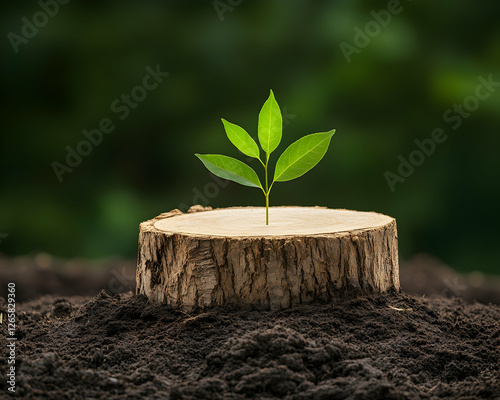 Wallpaper Mural Sprout growing from tree stump with green background for environmental illustration Torontodigital.ca