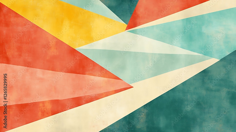 Fototapeta premium Abstract Geometric Composition in Warm and Cool Tones