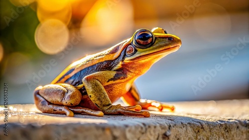 Great Barred Frog in Modern Architectural Setting - Stock Photo photo