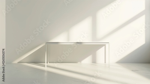 Wallpaper Mural A simple white metal desk with no items on it, sitting in a minimalist space. Torontodigital.ca