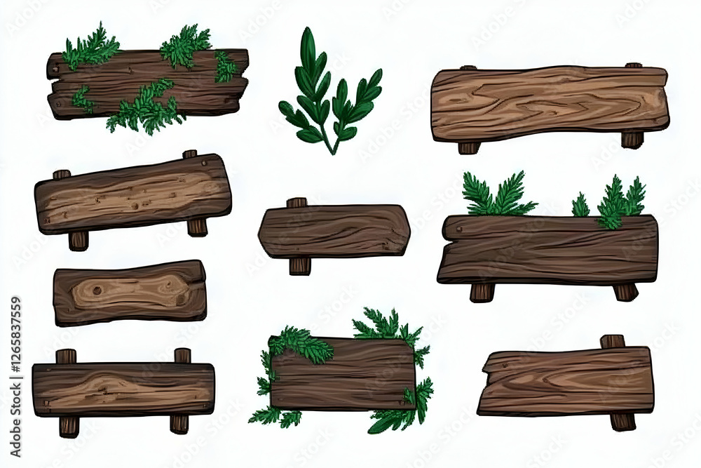 Wooden planks set with plants. rustic, country style use Wooden planks set with plants. rustic, country style use
