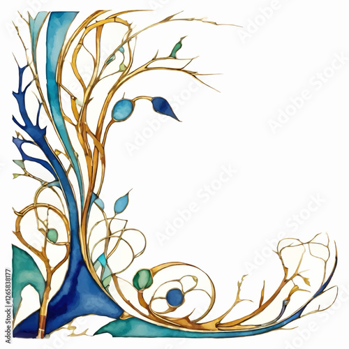 abstract floral art nouveau vector illustration with white area for text insertion