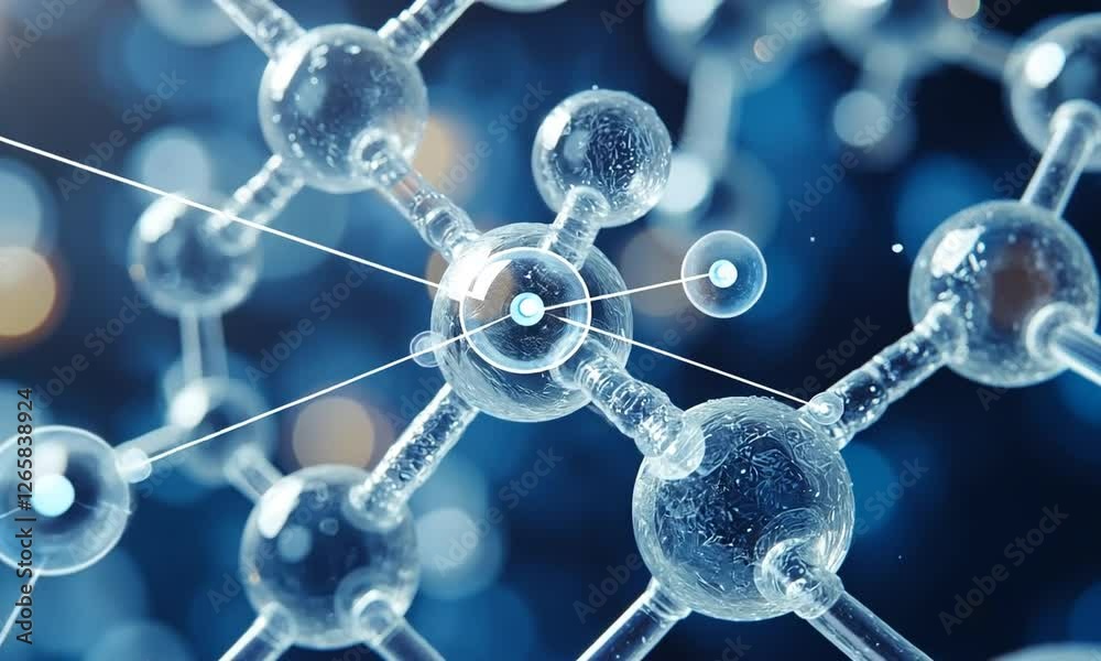Close-up of molecular structure with blurred background, showcasing scientific exploration and innovation