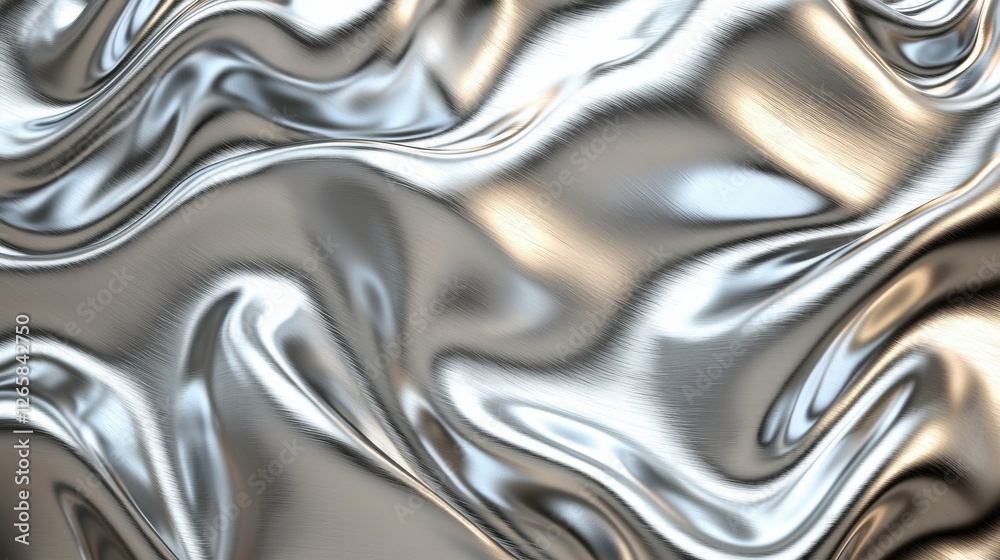 Shimmering Silver Surface with Fluid Patterns and Textures Shimmering Silver Surface with Fluid Patterns and Textures