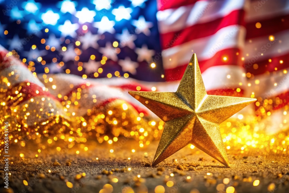 Happy Labor Day Golden Stars Glitter American Flag Background Stock Photo Happy Labor Day Golden Stars Glitter American Flag Background Stock Photo