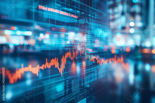 A minimalist double exposure design where a sleek forex chart overlays a blurred background of a busy trading floor, emphasizing both data precision and dynamic market energy.