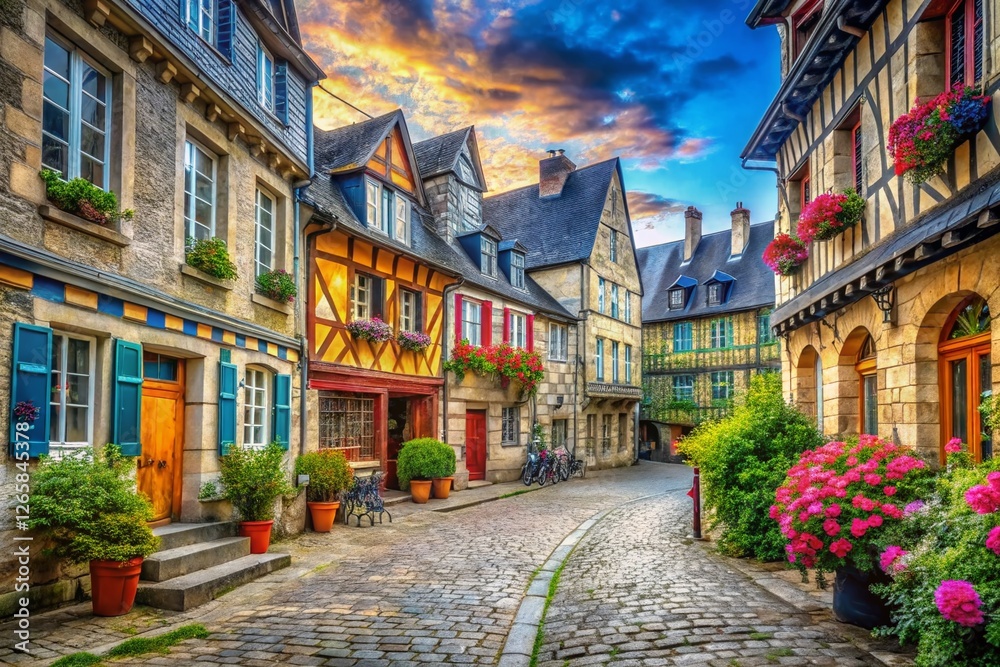Naklejka premium HDR Photograph of Quimper, France: Charming Breton Cityscape