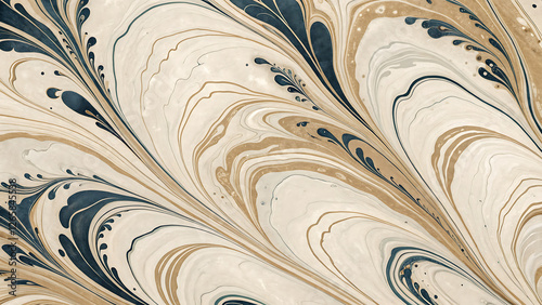 abstract digital art piece that appears to be a marble-like pattern. The background is a light beige color with a darker shade of beige on the top and bottom edges. The pattern is made up of swirls an