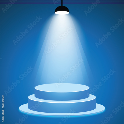 Realistic 3d podium with lights