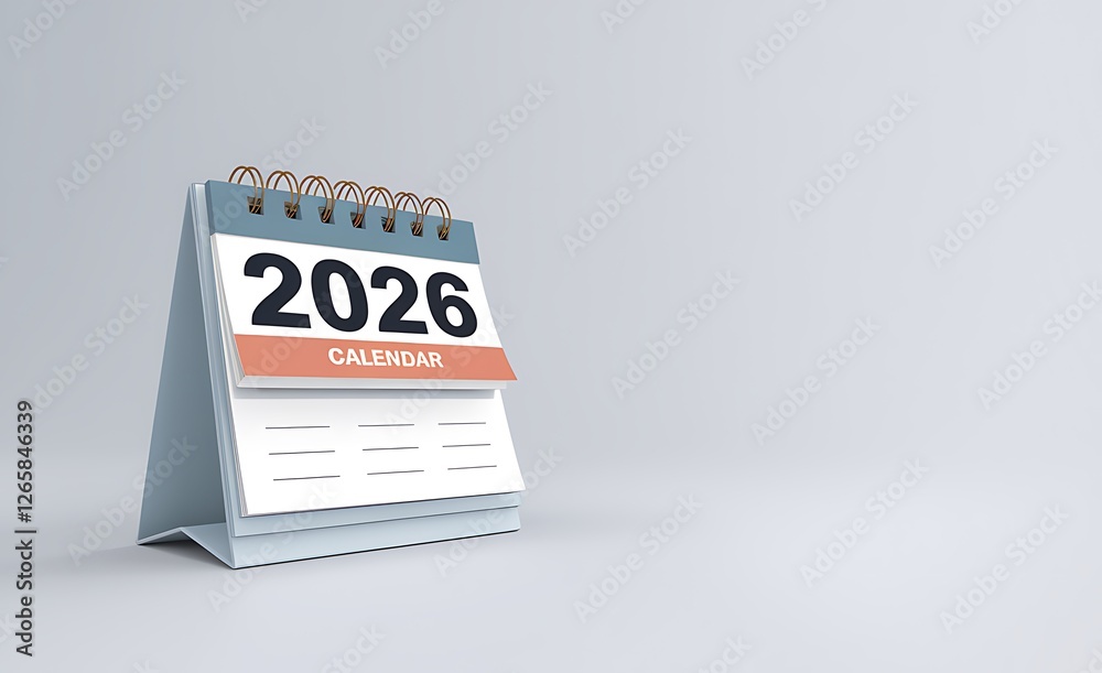 Minimalist Desk Calendar Displaying Year 2026 for Future Planning Minimalist Desk Calendar Displaying Year 2026 for Future Planning