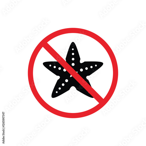 prohibited and dangerous signs. starfish danger. it is forbidden to bring starfish