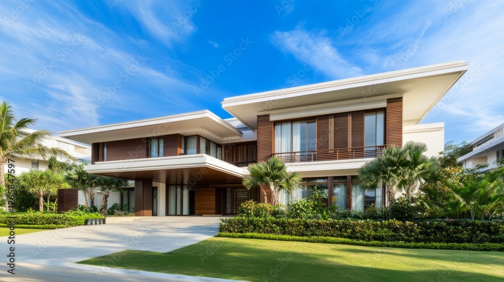 Modern residential building with clean design, showcasing simplicity and contemporary living. Modern residential building with clean design, showcasing simplicity and contemporary living.