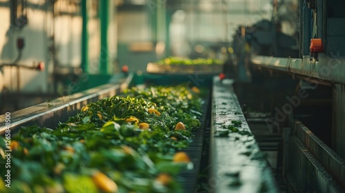 Wallpaper Mural A crisp image capturing the moment organic waste is loaded onto conveyors at a biomass plant, emphasizing the eco-friendly process of energy conversion Torontodigital.ca