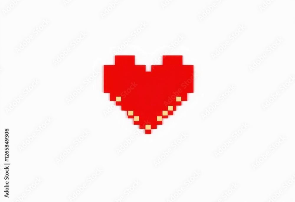 8-bit pixel art of a pixelated heart symbol glowing red, isolated on a white solid background 8-bit pixel art of a pixelated heart symbol glowing red, isolated on a white solid background