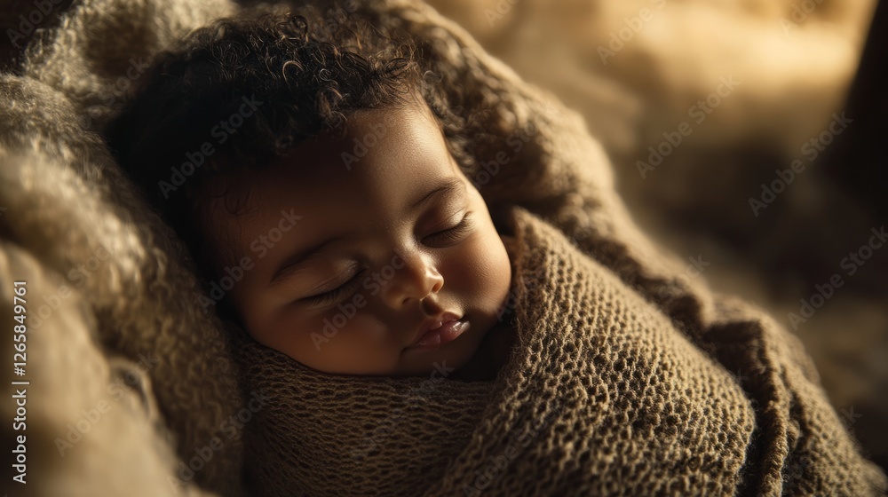 Newborn baby in a soft blanket, symbolizing warmth and new beginnings. Newborn baby in a soft blanket, symbolizing warmth and new beginnings.