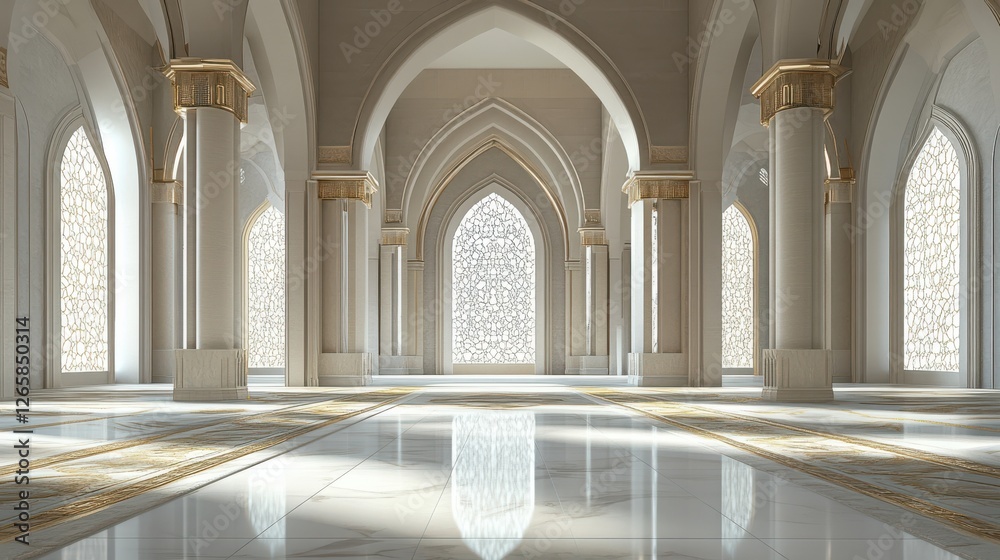 Fototapeta premium Majestic Interior of an Elegant Hall with Architectural Arches