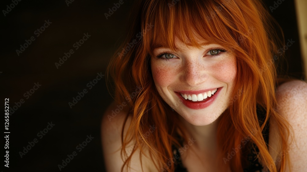 A smiling redhead girl exudes warmth and joy, capturing a moment of natural beauty and serenity. A smiling redhead girl exudes warmth and joy, capturing a moment of natural beauty and serenity.