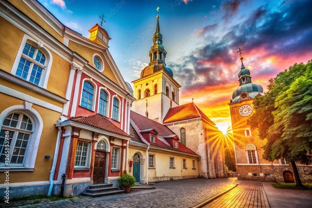 Naklejka premium Holy Ghost Church Tallinn Estonia - Architectural Detail, High Depth of Field