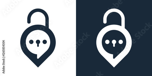 padlock  map  location chat Logo Design Vector Icon Symbol Illustrations.