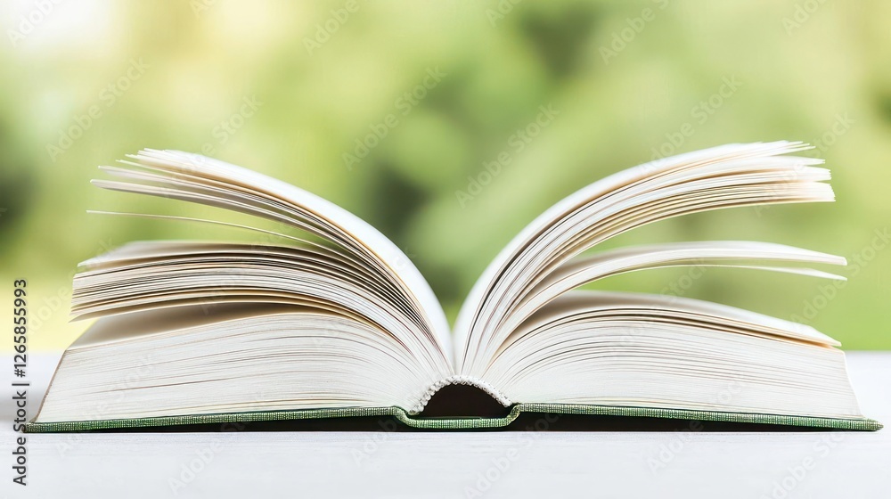 Open Book With Pages Fanned Out On White Surface Open Book With Pages Fanned Out On White Surface