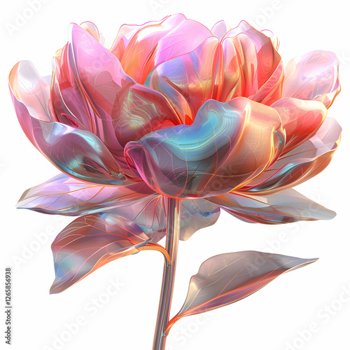 Iridescent Glass Flower. A Modern Floral Digital Art