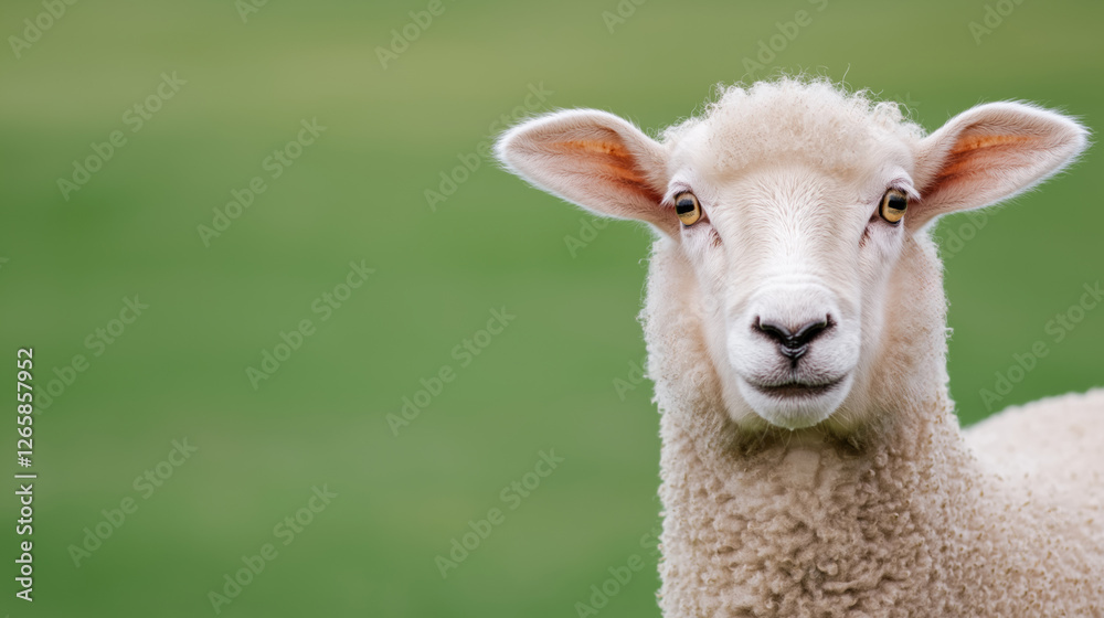 A sheep is staring at the camera with its eyes wide open. The sheep is white and has a fluffy coat A sheep is staring at the camera with its eyes wide open. The sheep is white and has a fluffy coat