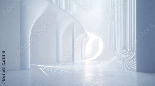 Futuristic Interior Design with Arches and Light, Minimalist Architecture