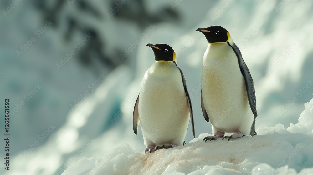 Fototapeta premium Antarctic Emperor Penguins on Iceberg, Wildlife