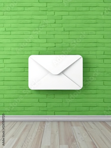 Email sign on green wall background banner copy space 3d illustration email business marketing communication email mail technology digital online message