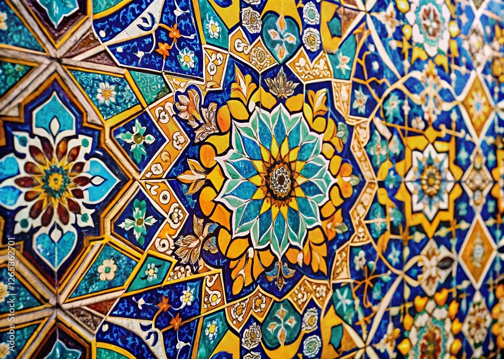 Islamic Tile Mosaic Art: Intricate Patterns & Rich History - Stock Photo Islamic Tile Mosaic Art: Intricate Patterns & Rich History - Stock Photo