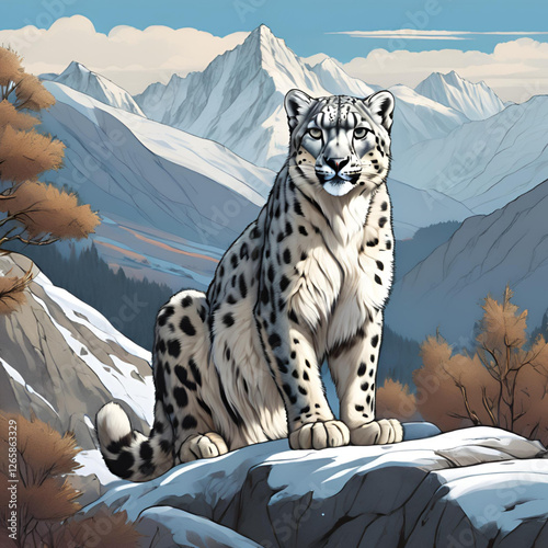snow leopard in the snow
