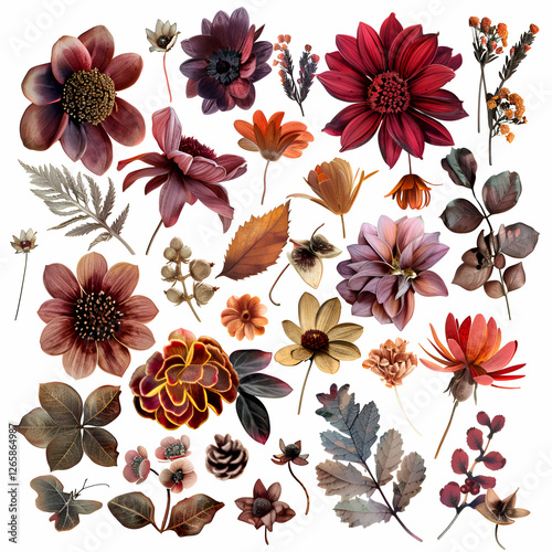 Autumnal Floral Collection. A Stunning Display of Dahlias and Fall Flowers