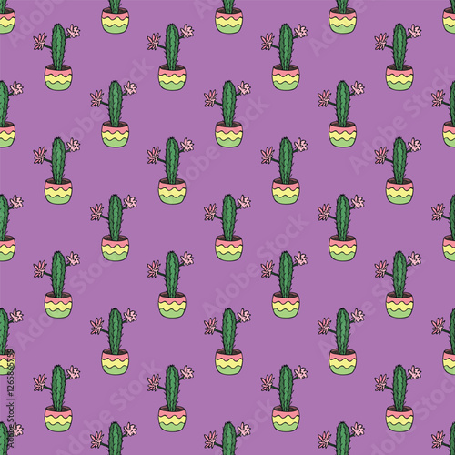 Seamless pattern with cactus doodle for decorative print, wrapping paper, greeting cards and fabric