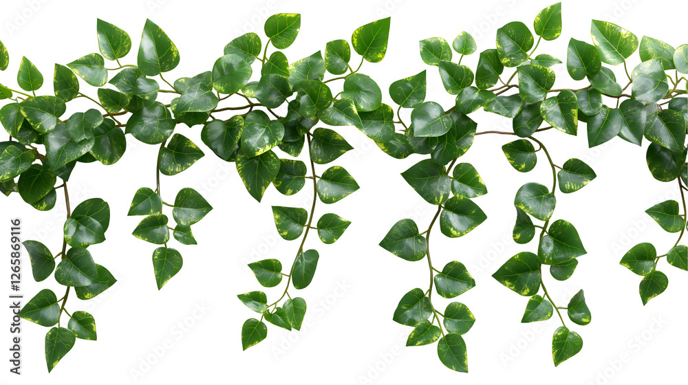 Obraz premium Variegated Ivy Leaves Natural Plant Decor for Spring and Summer Floral Themes, isolated on transparent background.