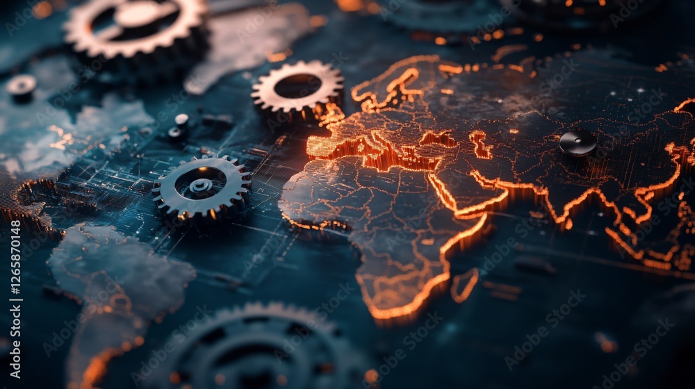 Global Business Process Map Planning Infographic with Gears Global Business Process Map Planning Infographic with Gears