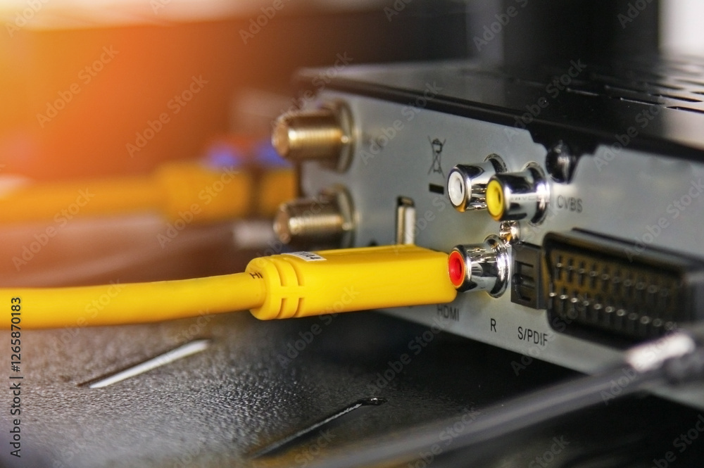 Fototapeta premium Connection of electrical modules using insulated copper electrical wires. Close-up. Soft focus.