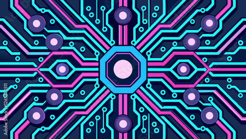  futuristic circuit board pattern with glowing line