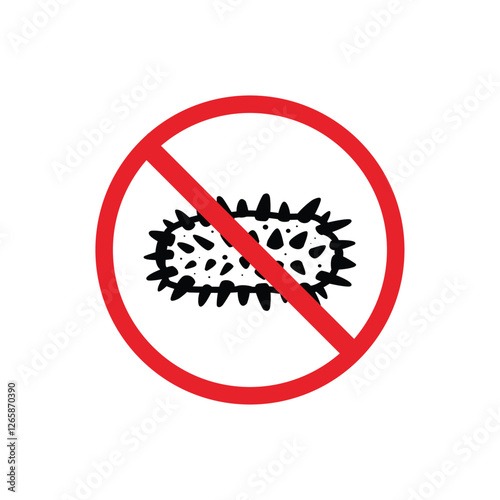 prohibited and dangerous signs. sea cucumber danger. it is forbidden to bring sea cucumber