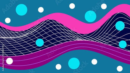 abstract digital wave with dots and lines