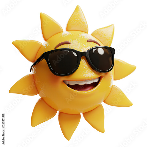 sol com óculos verão 3d fundo transparente