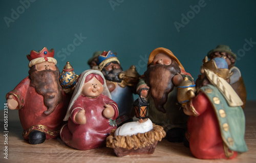 pesebre navideño de ceramica photo