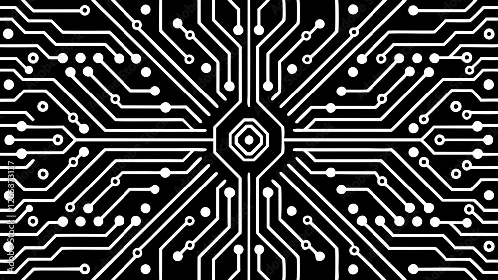  futuristic circuit board pattern with glowing line