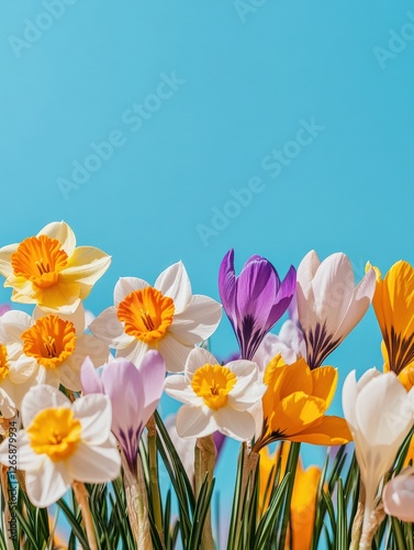 Spring Blooming Flowers in Yellow and Pink