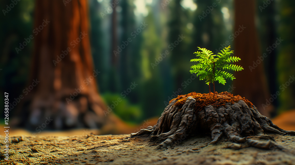 Obraz premium Tiny Fern Growing in Tree