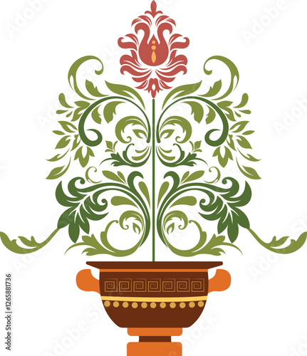 Tradition Mughal flower motif, vintage style. Element for design vector illustration.