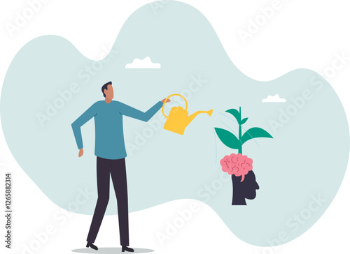 Growth mindset, personal development or improvement, training to believe to success, motivation or coaching,business concept.flat character.