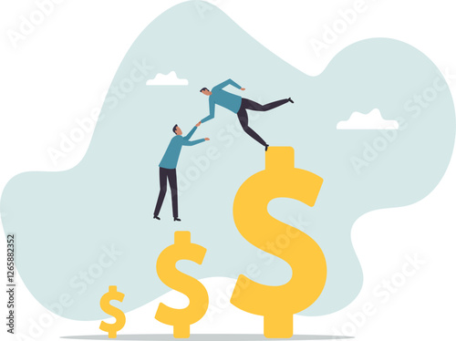 Increase profit, financial advisor help increase earning, income or revenue, growing wealth, profit growth or funding support,business concept.flat character.