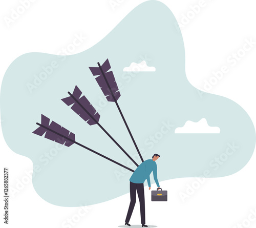Victim from business betrayal, pain from failure or stressed, anxiety and violence by social bullying, overworked problem .business concept.flat character.