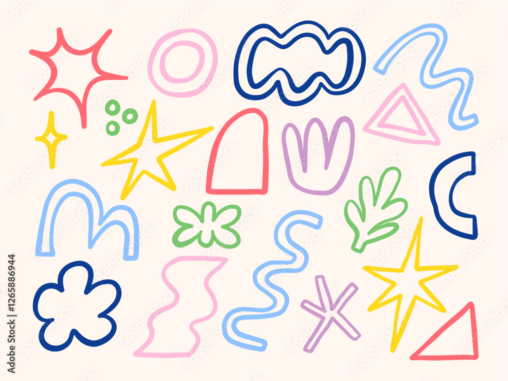 Colorful Hand-Drawn Abstract Doodle Shape. A collection of colorful hand-drawn abstract doodle shapes. These vibrant elements are perfect for creative, modern designs, and artistic illustrations Colorful Hand-Drawn Abstract Doodle Shape. A collection of colorful hand-drawn abstract doodle shapes. These vibrant elements are perfect for creative, modern designs, and artistic illustrations
