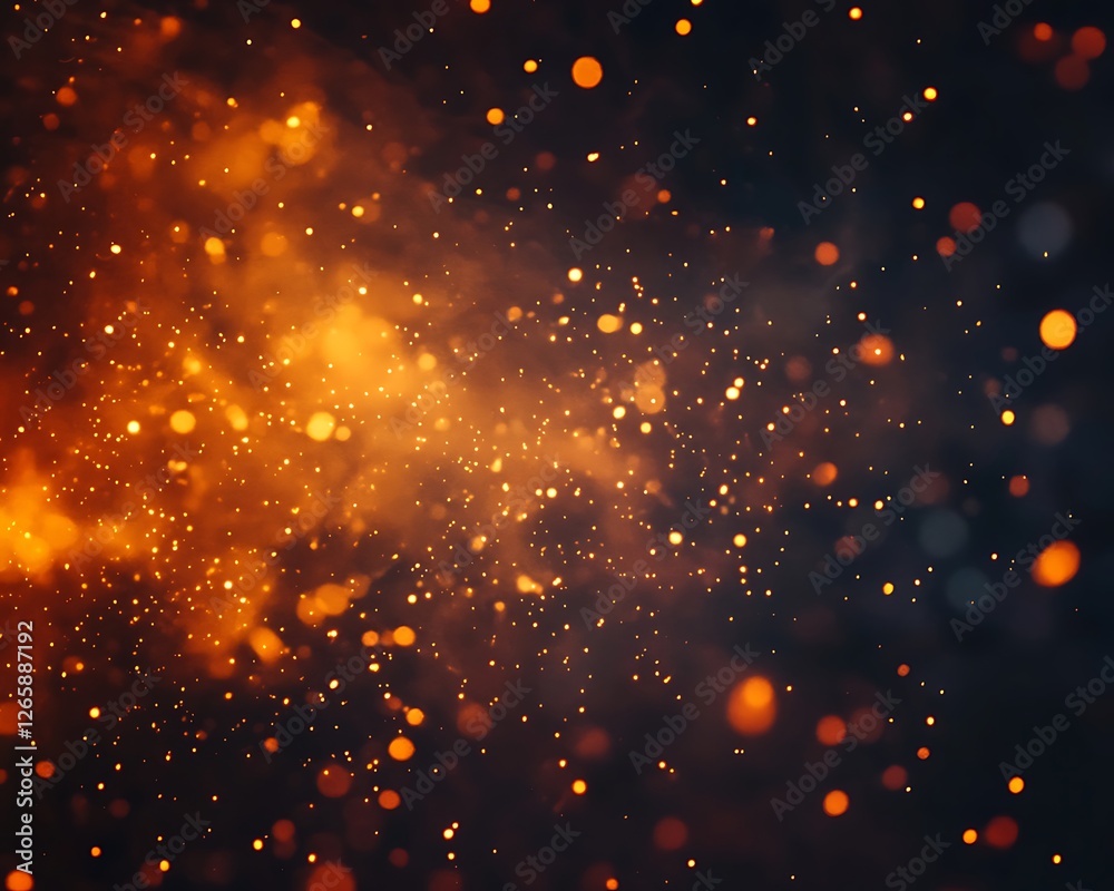 Obraz premium flames particles rising on dark background 